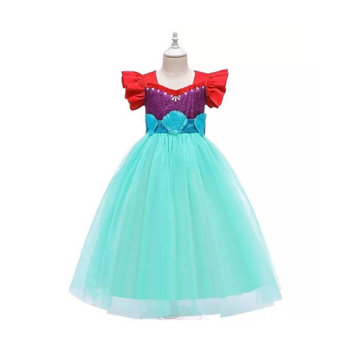 COMPRAPO - Vestido Niña Sirenita Turquesa Púrpura y Rojo