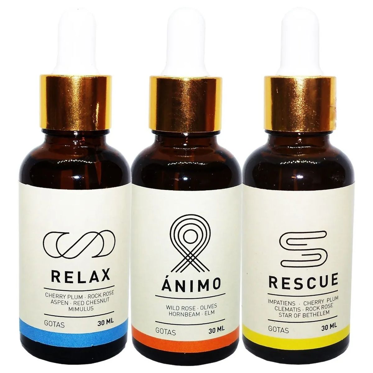 NATURAL FARM - Flores De Bach 3x30ml. Rescue + Animo + Relax. 1 De C/u