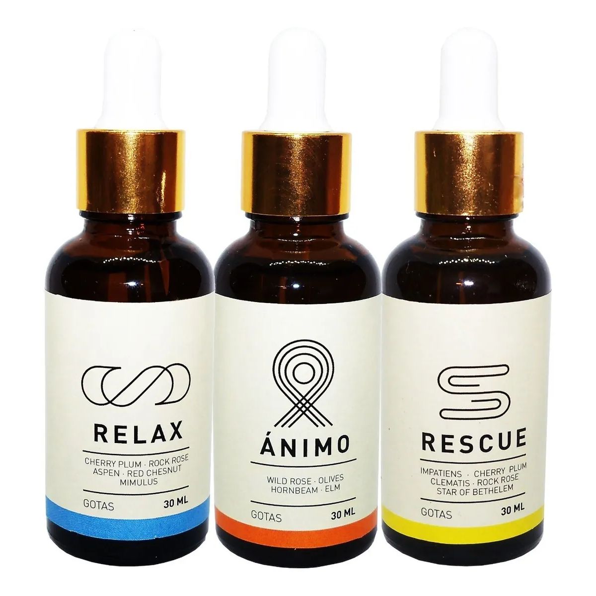 NATURAL FARM - Flores De Bach 3x30ml. Rescue + Animo + Relax. 1 De C/u
