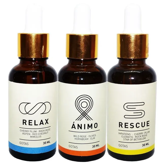 NATURAL FARM - Flores De Bach 3x30ml. Rescue + Animo + Relax. 1 De C/u