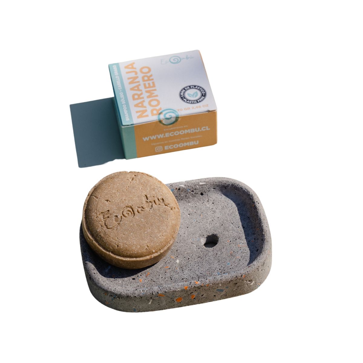 ECOOMBU - Shampoo sólido Naranja Romero 70 gramos.-