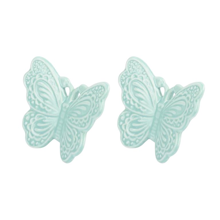 Combo X2 Figura Mariposa Ceramica Aqua 8 CM