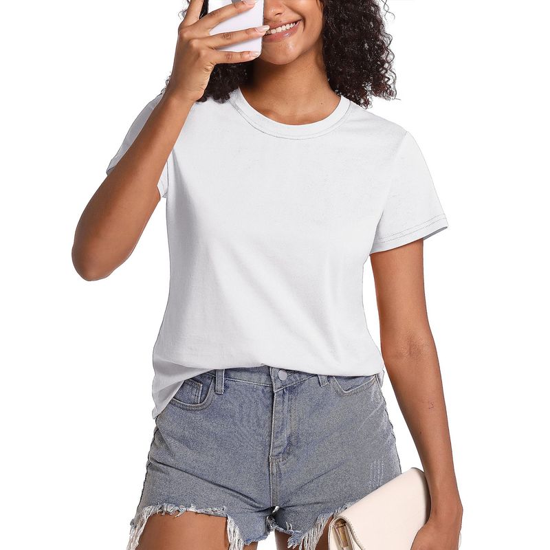 EVERSO - Pack 3 Camiseta Básica Manga Corta Con Bambú Mujer Blanco