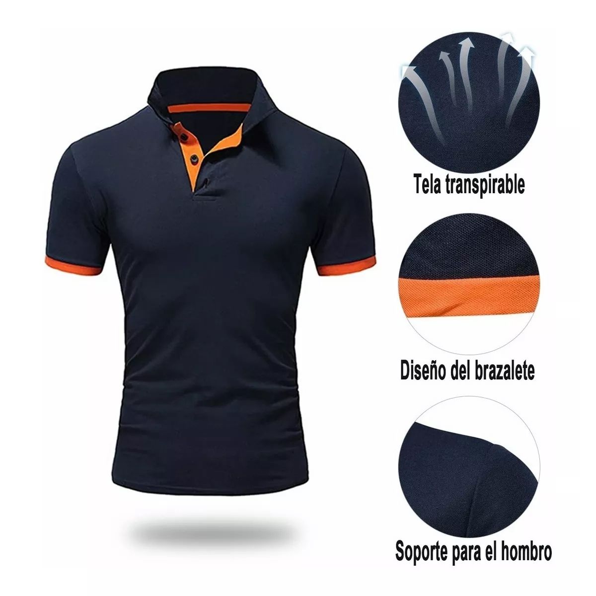 EDWINAYY - Polera Piqué Hombre Botones Manga Corta Premium Textura