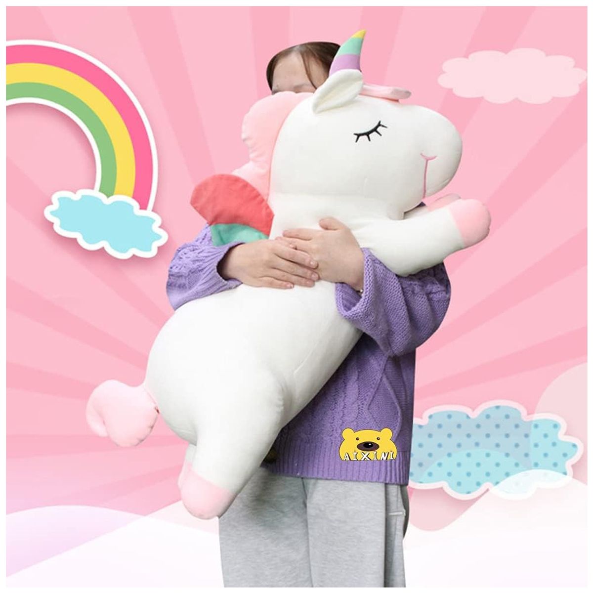 KUANGYE - Peluche Unicornio De Felpa Almohada Cojín Juguete 40 Cm