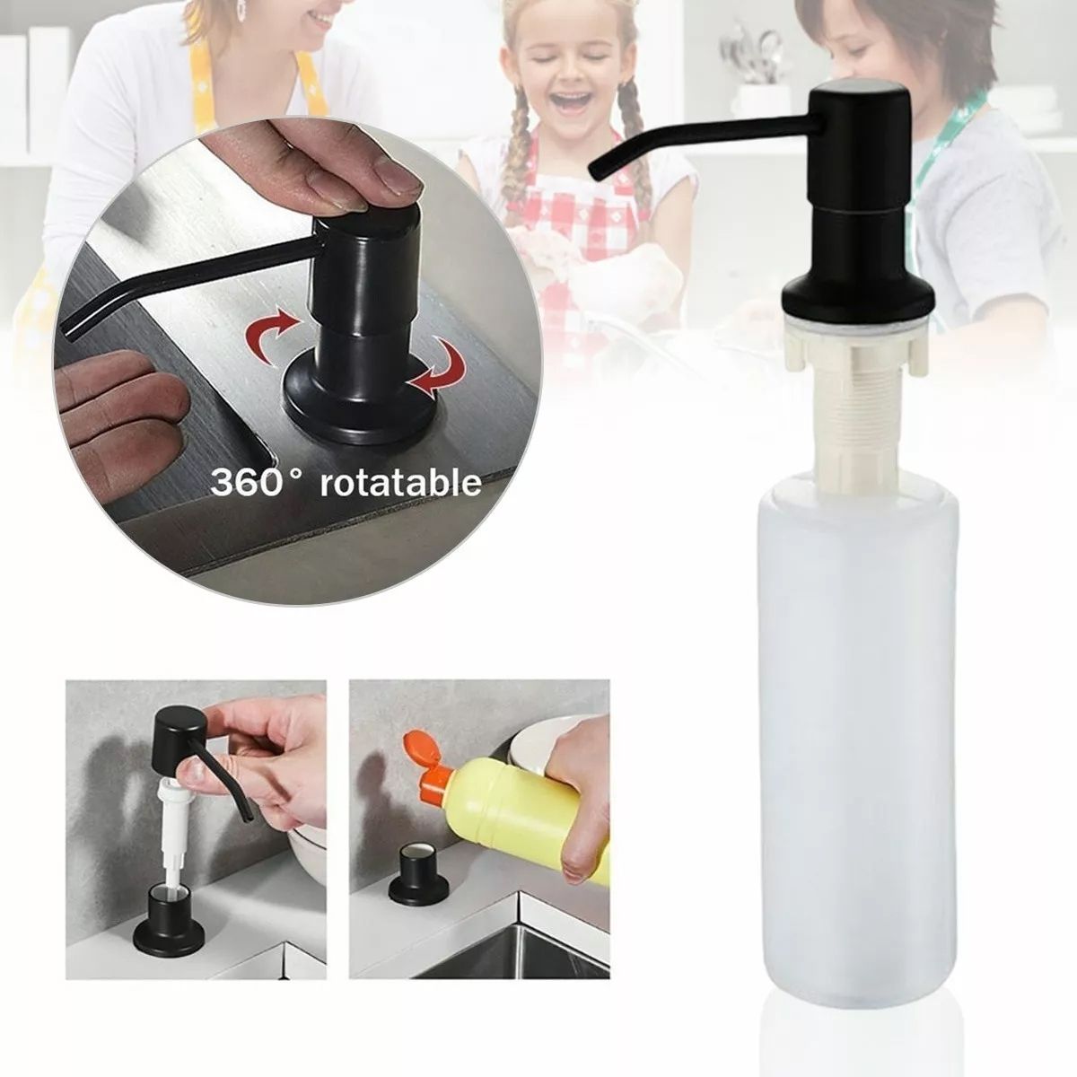 EDWINAYY - Dispensador De Jabón Fregadero Acero Inox Para Lavaplatos