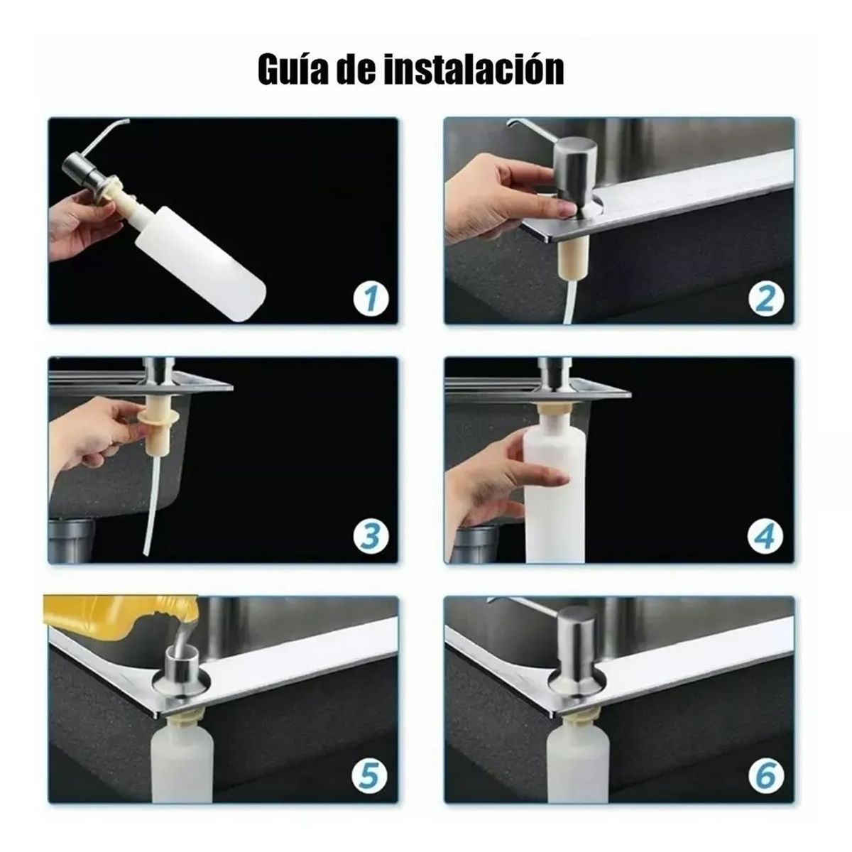 EDWINAYY - Dispensador De Jabón Fregadero Acero Inox Para Lavaplatos