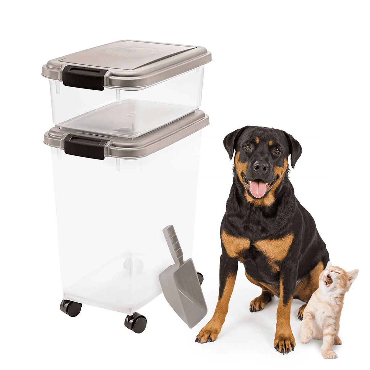 KERU - Contenedor De Alimento Comida Premios Perro Gato Y Ruedas