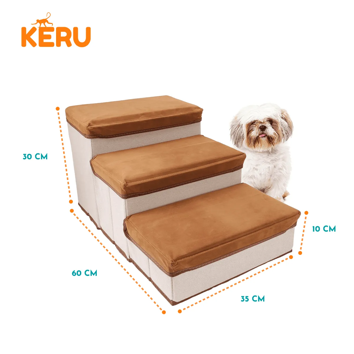 KERU - Escalera Para Perros Y Gatos Con Estantes Guardadores