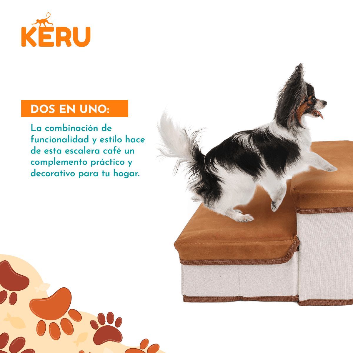 KERU - Escalera Para Perros Y Gatos Con Estantes Guardadores