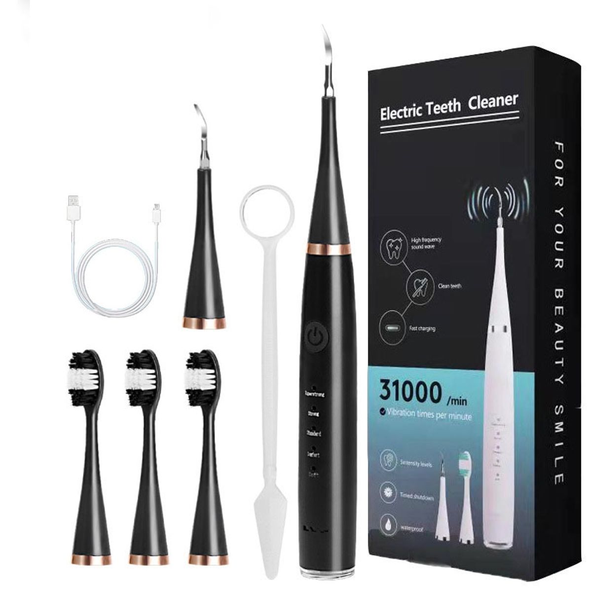 KUANGYE - Kit Limpiador Dental Eléctrico Ultrasónico Removedor Cálculo
