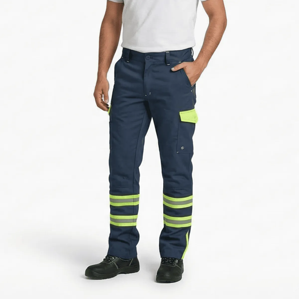 T-WORLD - Pantalón cargo gabardina reflectante con cintura elástica