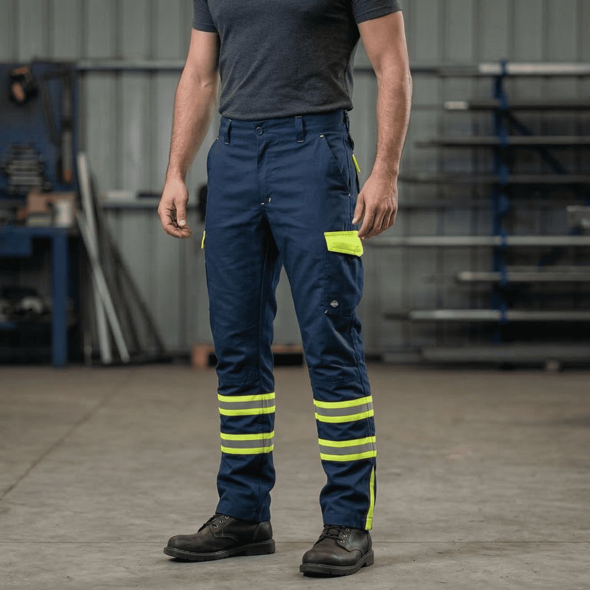 T-WORLD - Pantalón cargo gabardina reflectante con cintura elástica