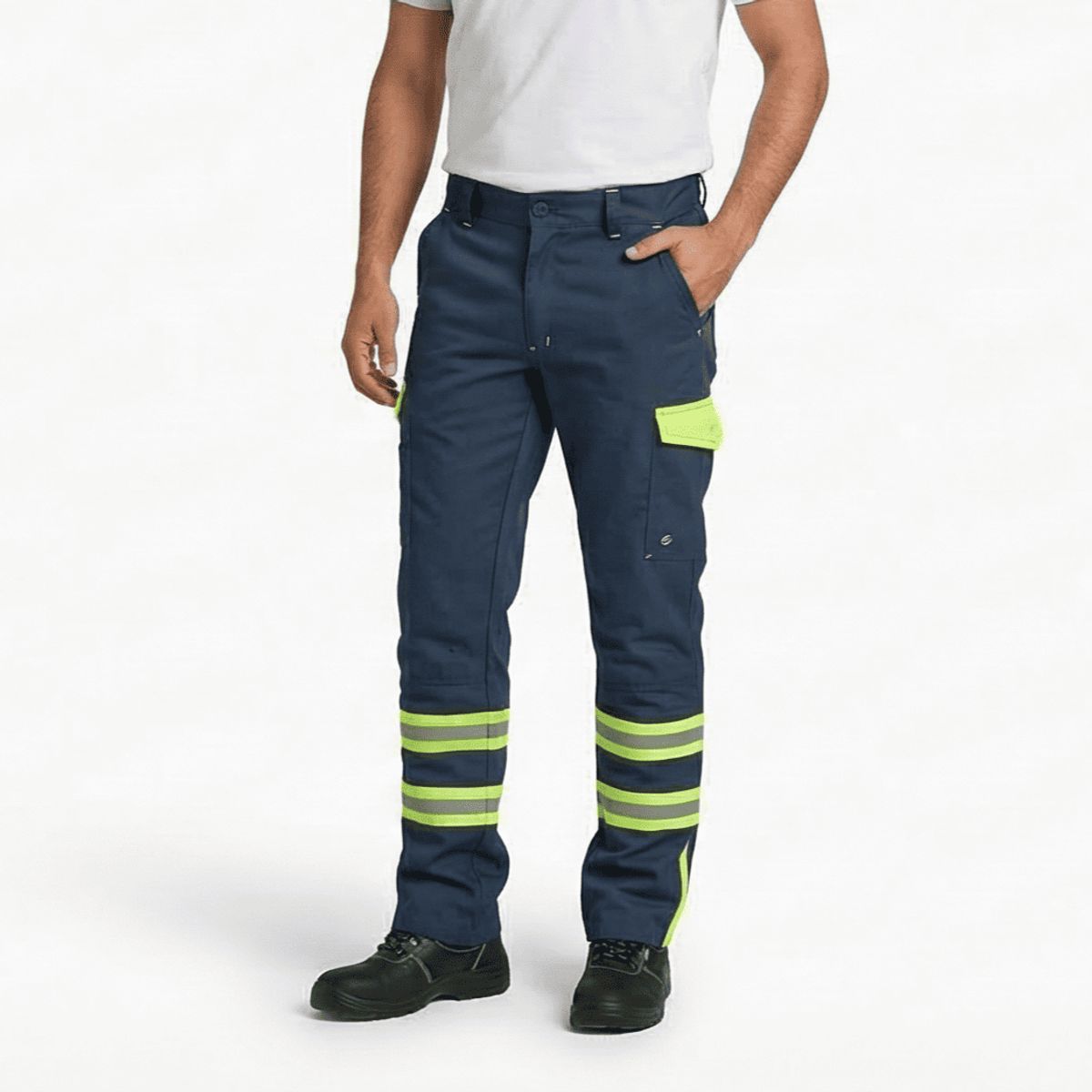 T-WORLD - Pantalón cargo gabardina reflectante con cintura elástica