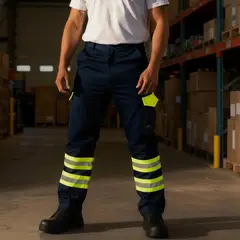 T-WORLD - Pantalón cargo gabardina reflectante con cintura elástica