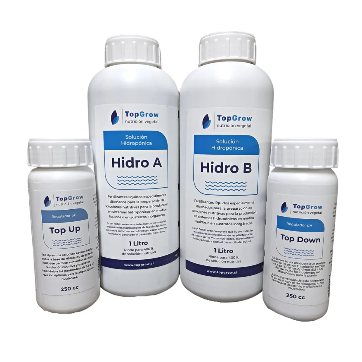 GENERICO - Solución nutritivas Hidroponía  A+B 1L + pH sube y baja (250 cc)