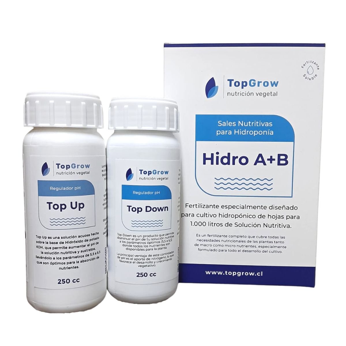 GENERICO - Sales nutritivas Hidroponía 1000 L + pH sube y baja (250 cc)