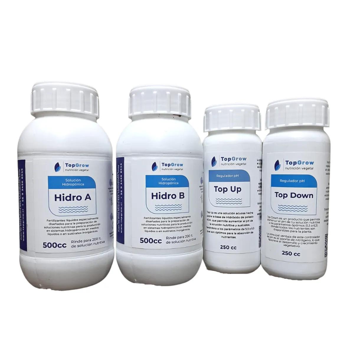 GENERICO - Solución nutritivas Hidroponía  A+B 500 cc + pH sube y baja (250 cc)