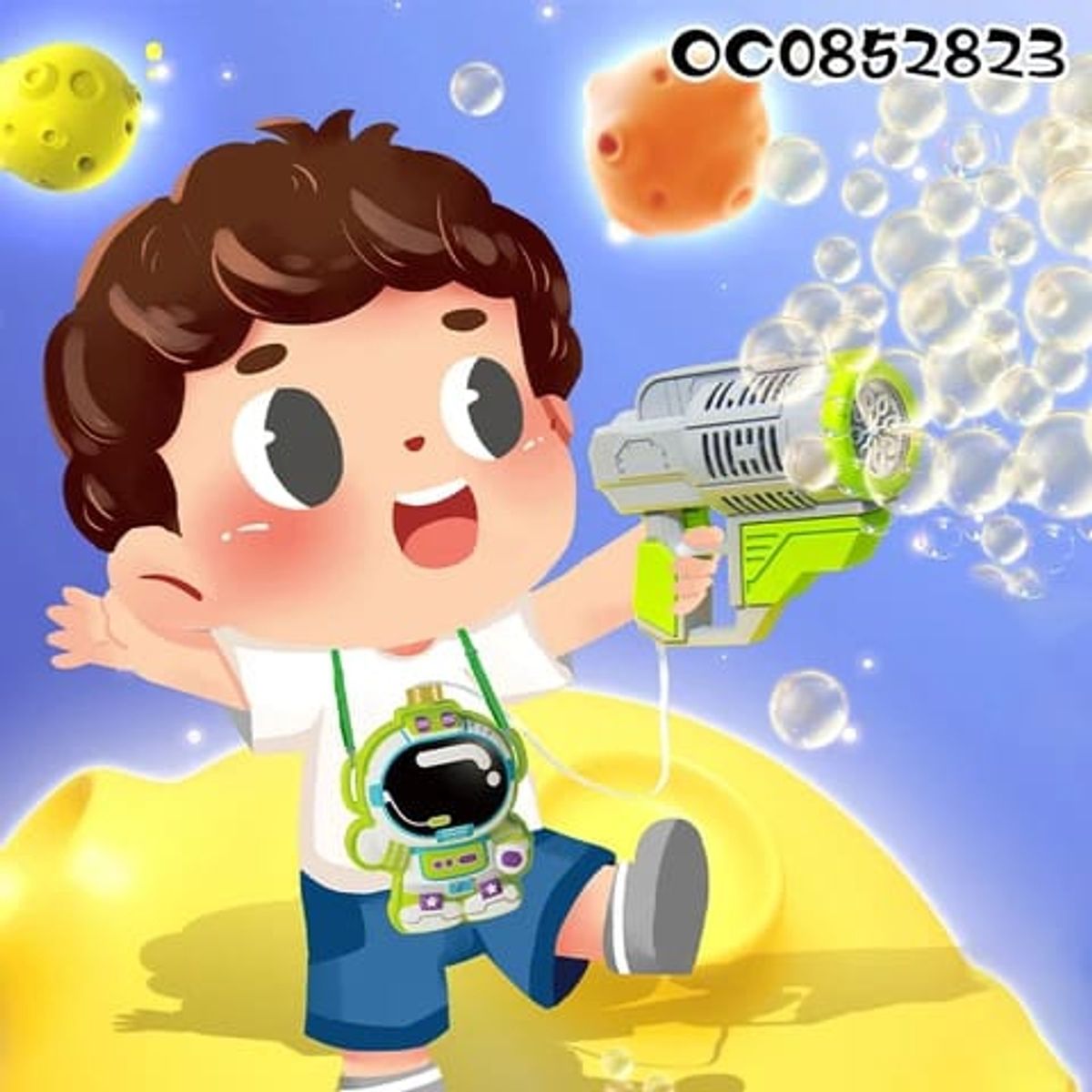 GENERICO - Pack Pistola Mochila Lanza Burbujas - astronauta-VERDE