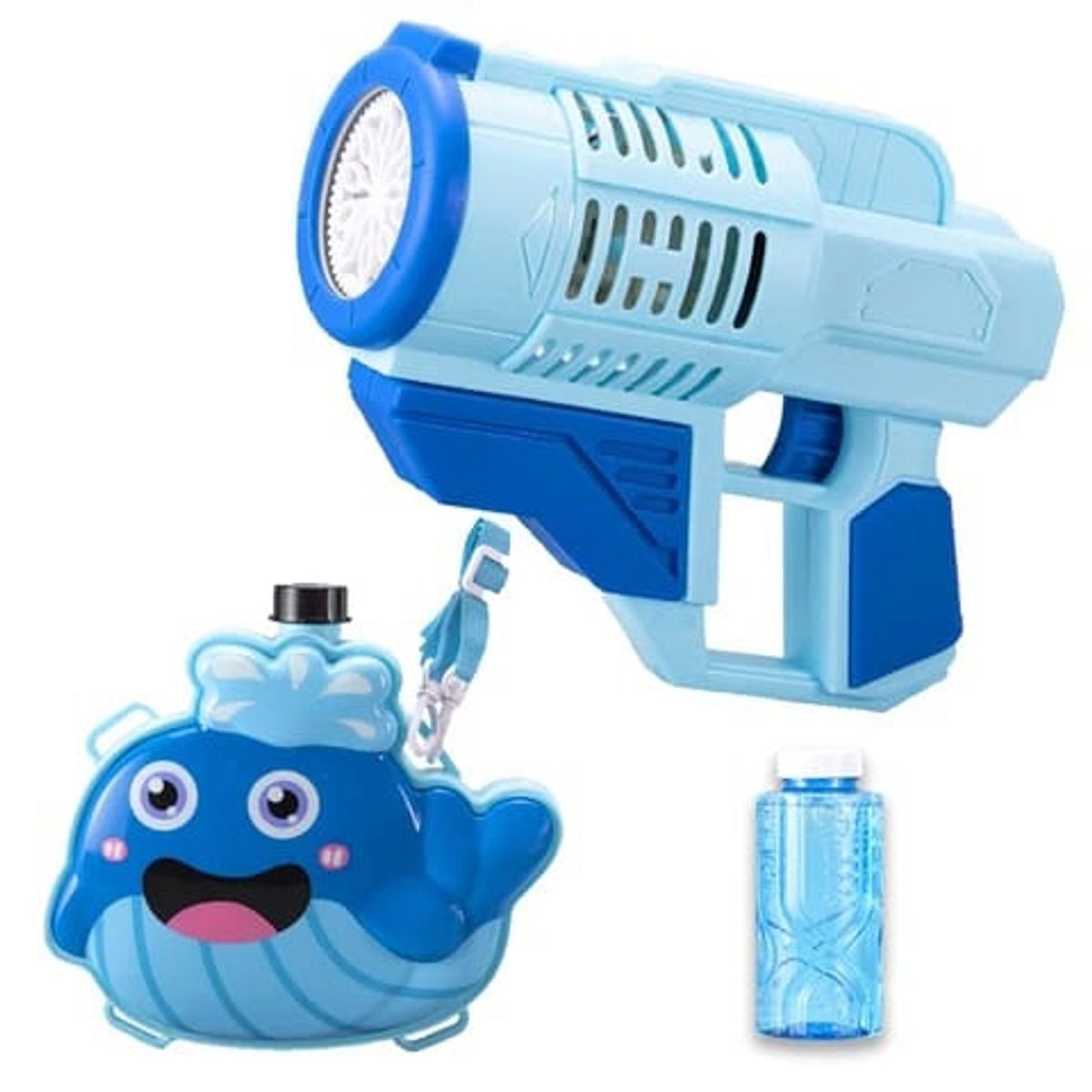 GENERICO - Pack Pistola Mochila Lanza Burbujas - Ballena - Azul