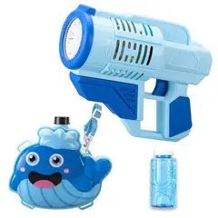 GENERICO - Pack Pistola Mochila Lanza Burbujas - Ballena - Azul