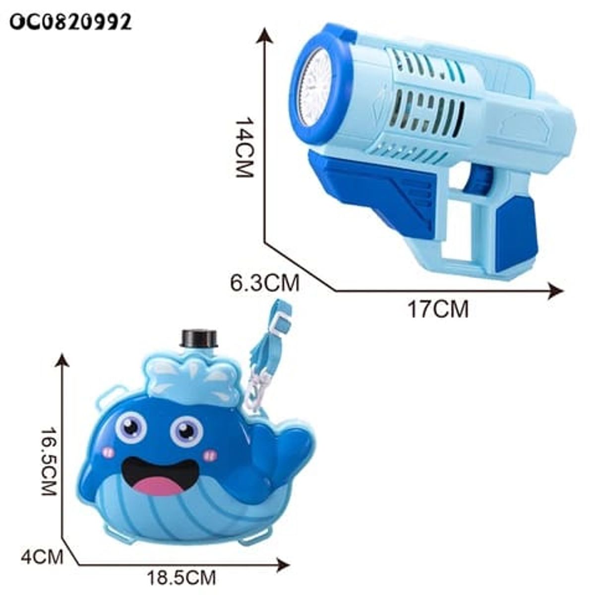 GENERICO - Pack Pistola Mochila Lanza Burbujas - Ballena - Azul