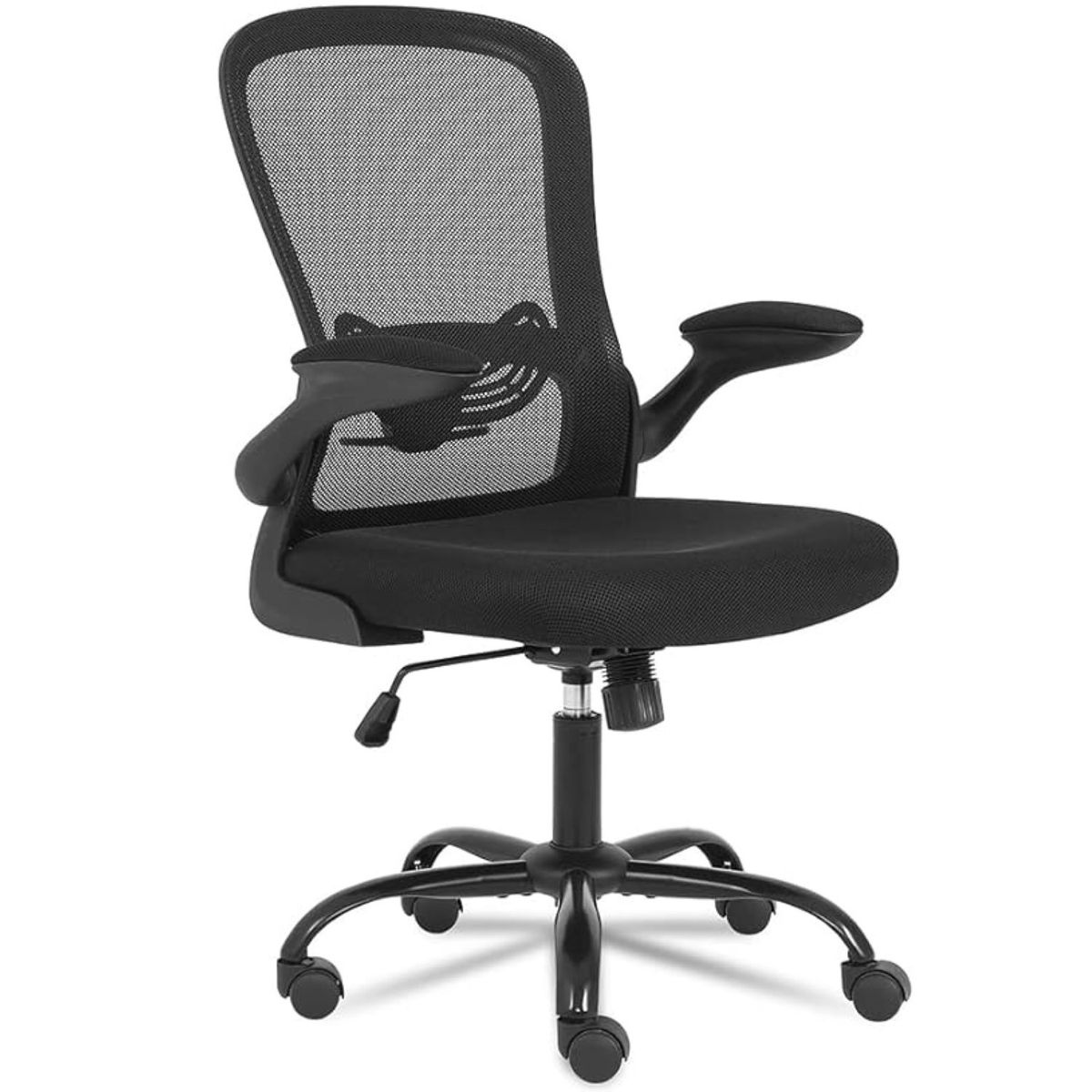 LUMAX - Silla De Oficina Con Reposabrazos Abatibles Weir Negra