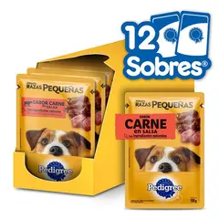 PEDIGREE - - Alimento Húmedo Sobre Perro Raza Pequeña Carne 12 Sobres