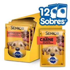 PEDIGREE - - Alimento Húmedo Sobre Perro Senior 7+ Carne 12 Sobres