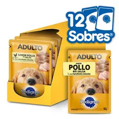 PEDIGREE - - Alimento Húmedo Sobre Perro Adulto Pollo 12 Sobres
