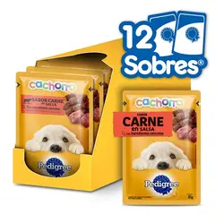 PEDIGREE - - Alimento Húmedo Sobre Perro Cachorro Carne 12 Sobres