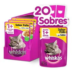 WHISKAS - - Alimento Húmedo Sobre Gato Adulto Pollo en Salsa 20 Sobres