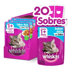 WHISKAS - - Alimento Húmedo Sobre Gato Adulto Atún Salsa 20 Sobres