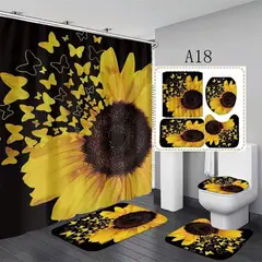 ANGELES DEL HOGAR - Juego de baños Cortinas y alfombras 4 piesas