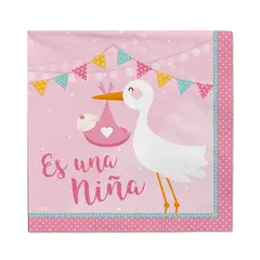 GLAM - Servilletas De Papel Baby Shower 12pcs Es Una Niña