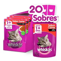 WHISKAS - - Alimento Húmedo Sobre Gato Adulto Carne Jelly 20 Sobres