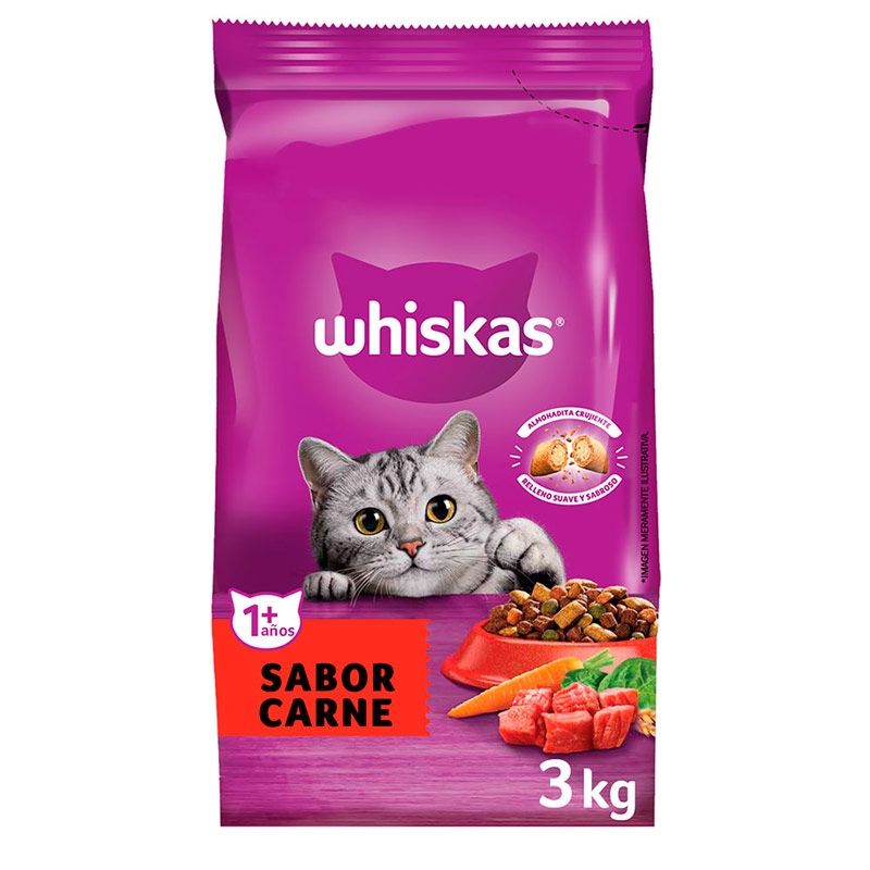 WHISKAS - Whiskas - Alimento Seco Gato Adulto Sabor Carne 3 KG