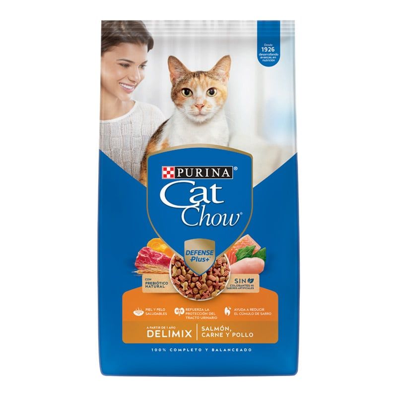 CAT CHOW - Cat Chow - Alimento Gato Adulto Delimix Salmón Carne Pollo 3 KG