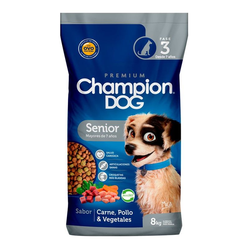 CHAMPION DOG - Champion Dog - Alimento Senior 7+ Carne Pollo y Vegetales 8 KG