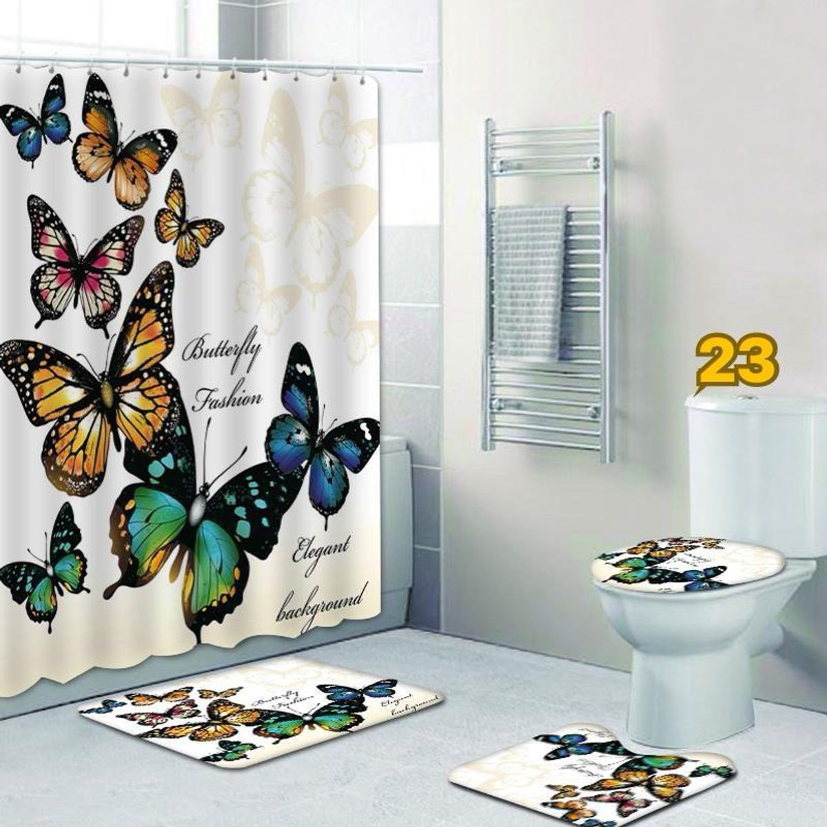 ANGELES DEL HOGAR - Juego de baños Cortinas y alfombras 4 piesas