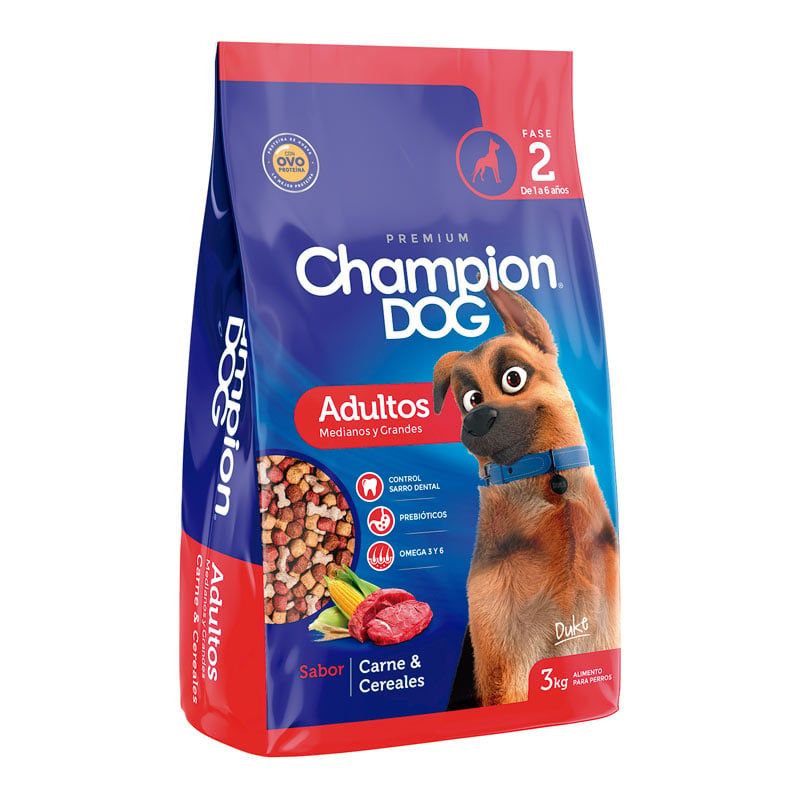 CHAMPION DOG - Champion Dog - Alimento Adultos Carne y Cereales 3 KG