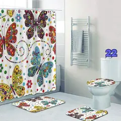 ANGELES DEL HOGAR - Juego de baños Cortinas y alfombras 4 piesas