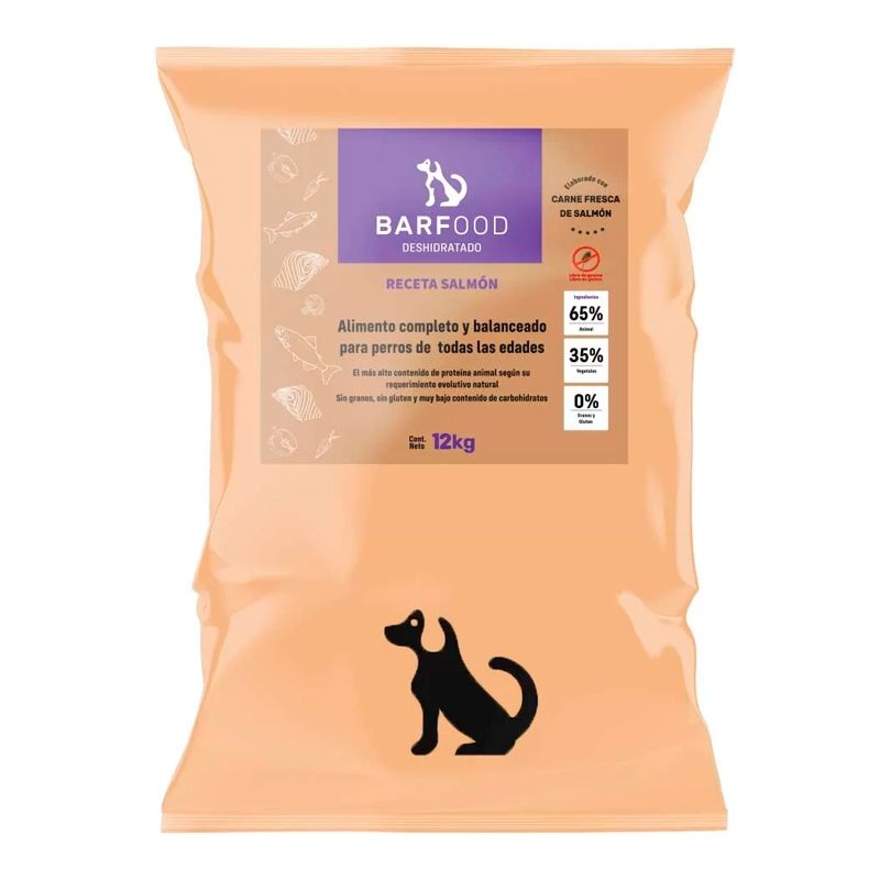 BARFOOD - Barfood - Alimento Deshidratado Adulto Raza Grande Salmón 12 KG