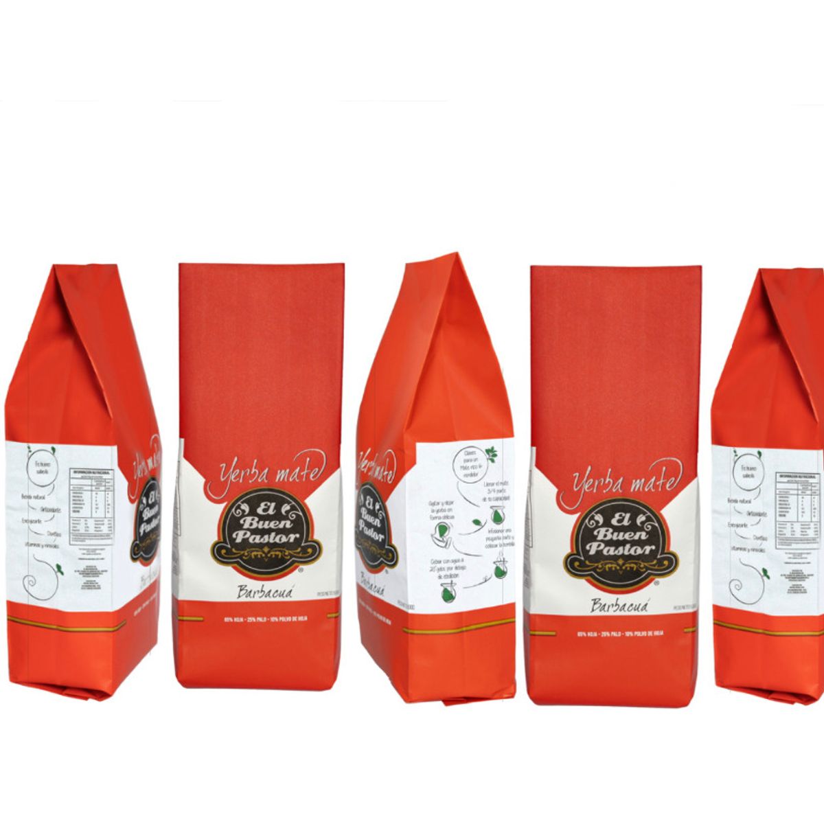 EL BUEN PASTOR - Pack x 5 Yerba Mate El Buen Pastor Tradicional Barbacuá 500g sin gluten