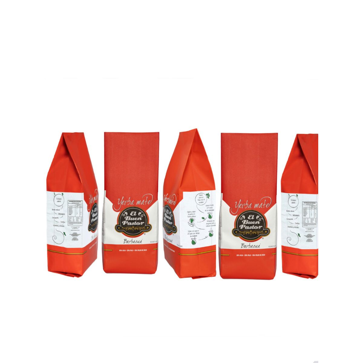 EL BUEN PASTOR - Pack x 5 Yerba Mate El Buen Pastor Tradicional Barbacuá 500g sin gluten