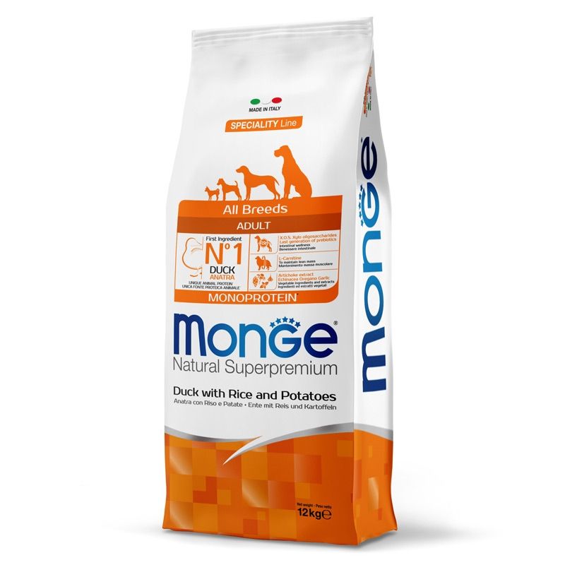 MONGE - Monge - Alimento Premium Perro Adulto Carne de Pato 12 KG