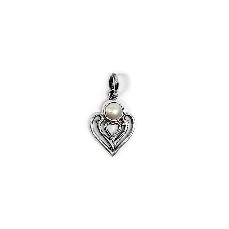 ANDREA COGGIOLA JOYAS - Colgante Corazón Perla Plata Fina 925