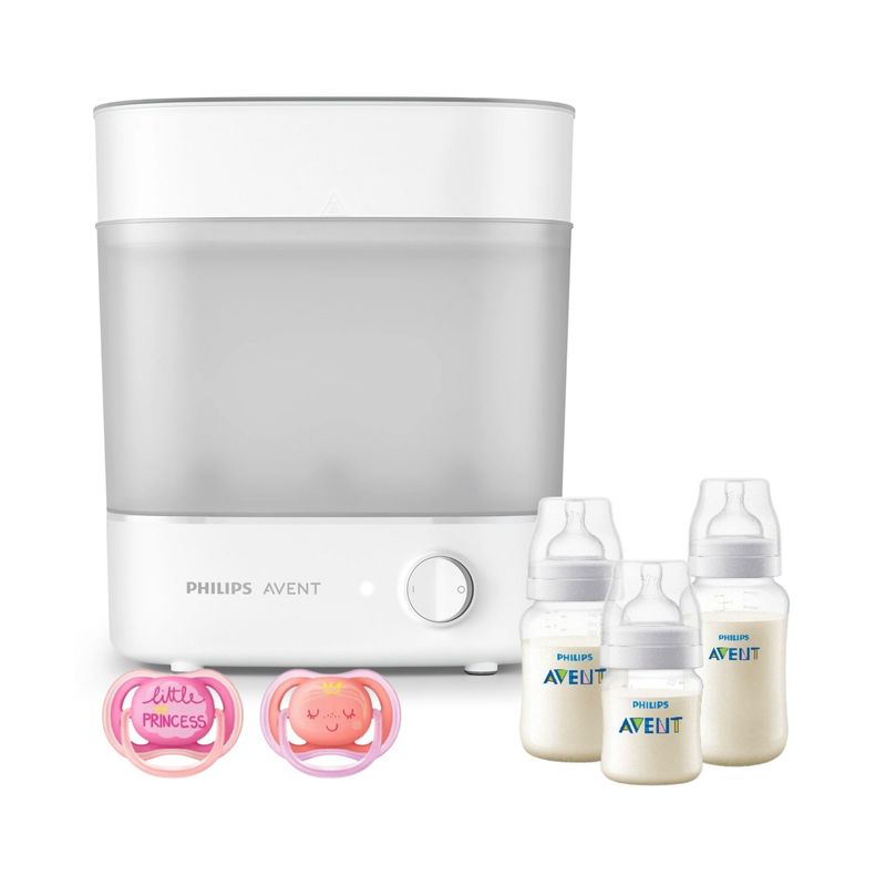 AVENT - Pack Esterilizador - 3 Mamaderas y Chupetes Rosa  6-18m