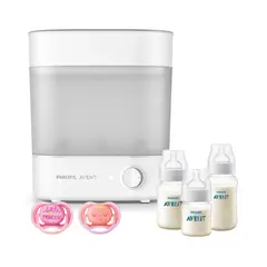 AVENT - Pack Esterilizador - 3 Mamaderas y Chupetes Rosa 6-18m