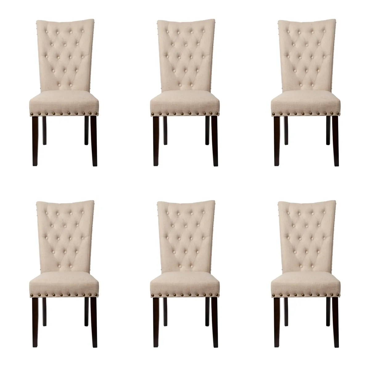 SWEET HOGAR - Pack 6 sillas modelo botones capitoné color Beige